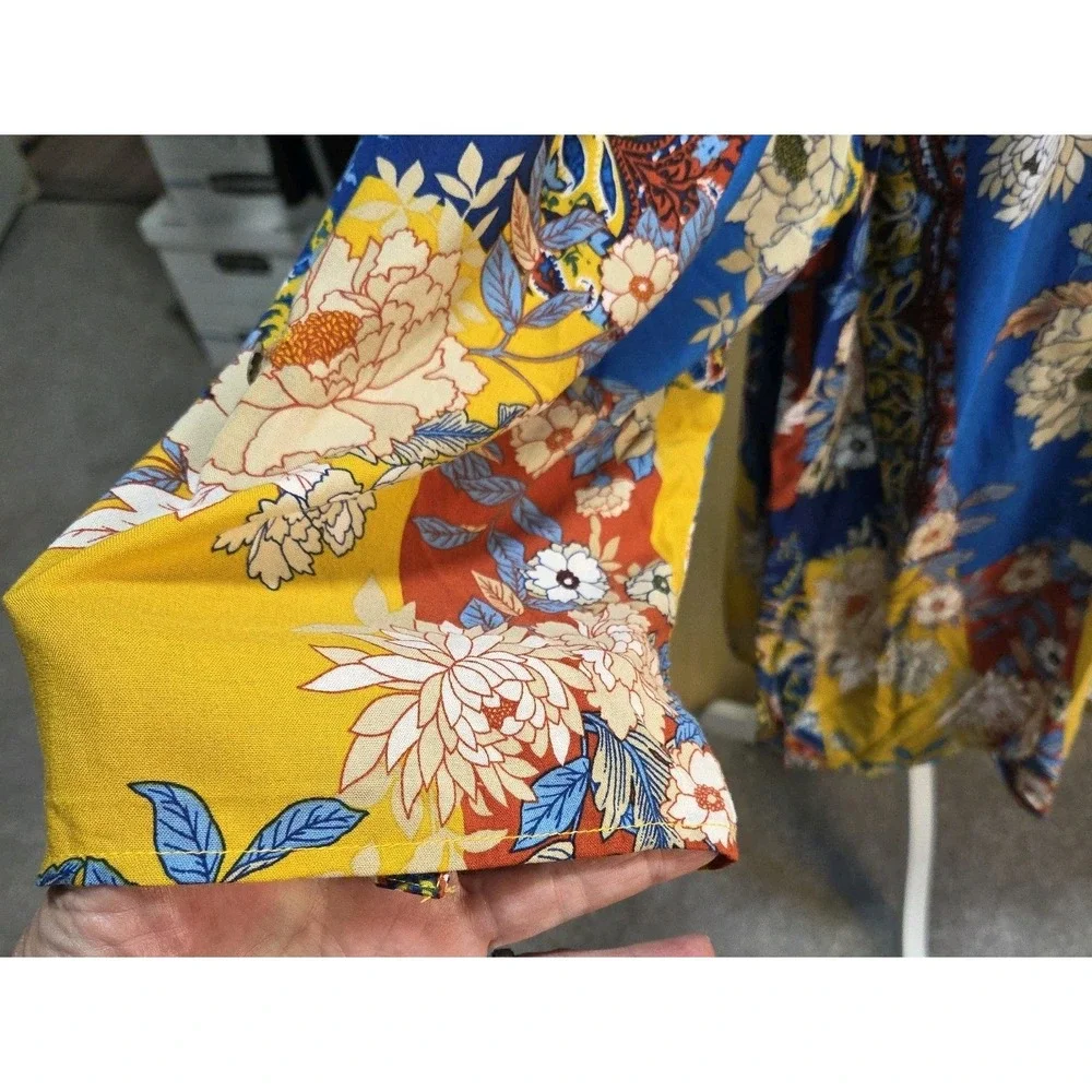 Ruby Rd Sz 2X Ladies ‎ Multicolor Boho Mixed Media Tunic Blouse Floral Rayon - Picture 4 of 8